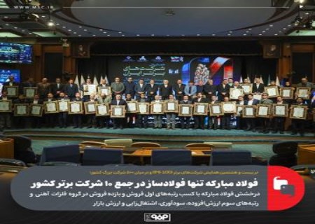 درخشش فولاد مبارکه در IMI-100؛ رتبه اول فروش و بازده فروش در فلزات آهنی